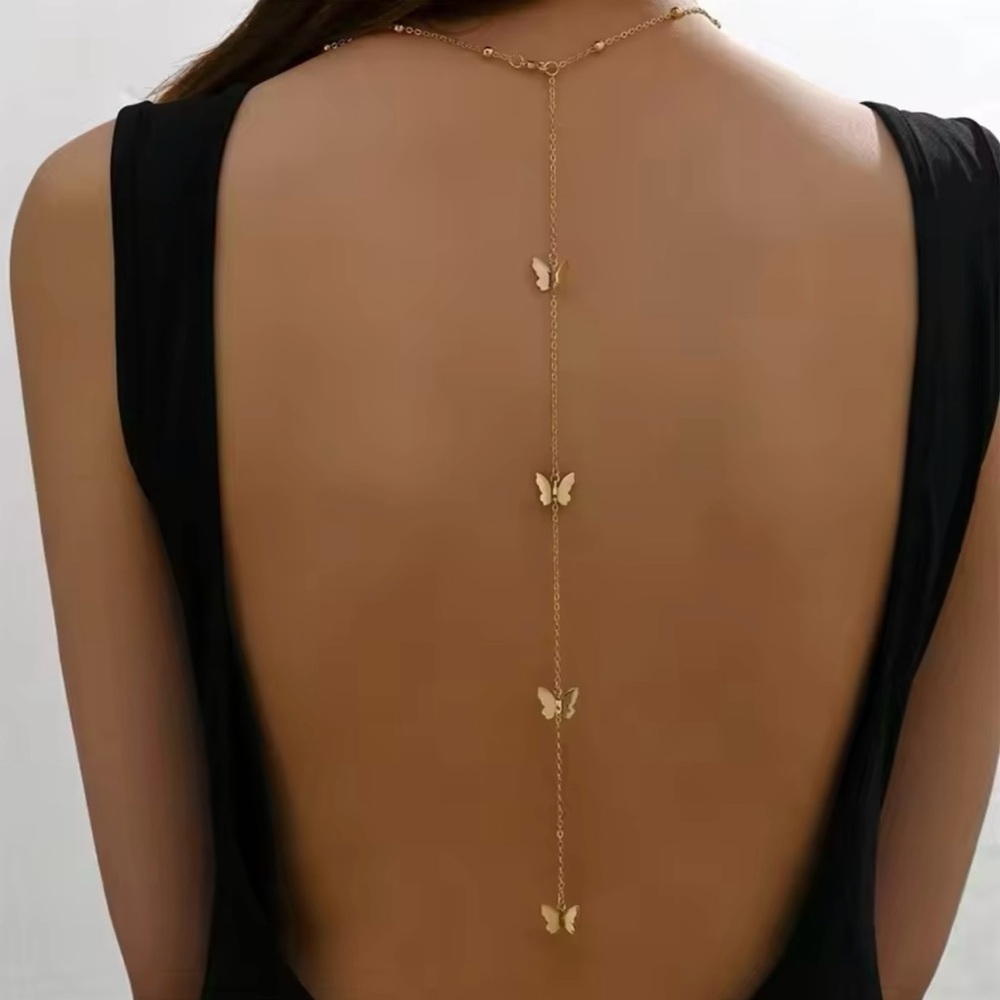 Butterfly Back Drop Chain Necklace